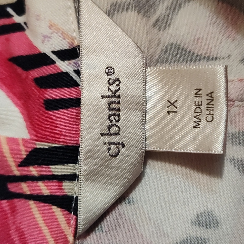 CJ Banks Colorful Safari-Style Vest Pink Purple Khaki Cotton Stretch Zip-Up 1X - Picture 8 of 9